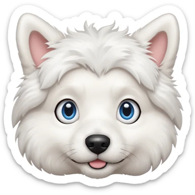 big blue eyed white dog sticker