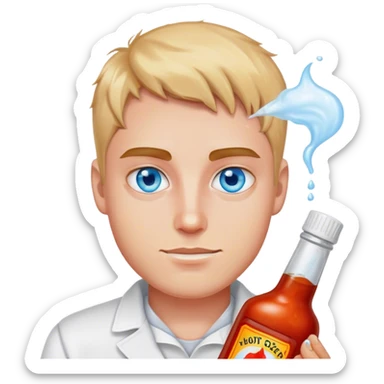 guy blue eyes holding hot sauce and salt sticker