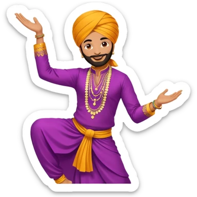 Bhangra dancer in traditional Punjabi attire, energetic pose sticker