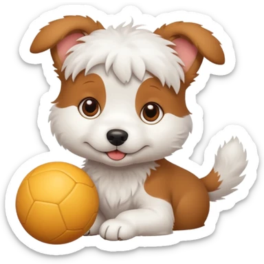 cute white dog with a ball sticker