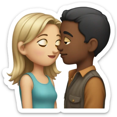 Girl kissing a boys forehead  sticker