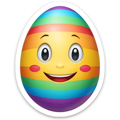 Rainbow colored Easter egg laughing sticker