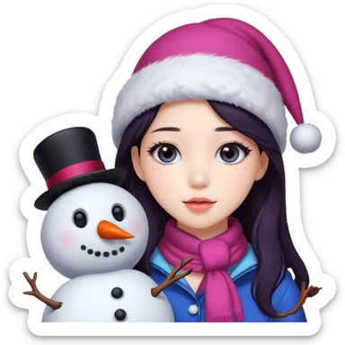 Jisoo blackpink coquette avec un bonhomme de neige
 sticker