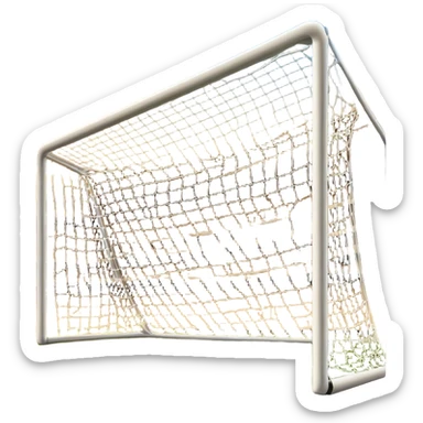Cinematic Realistic image of a soccer goal net with intricately detailed mesh textures and subtle signs of wear, set against a dynamic, sunlit stadium backdrop that emphasizes its iconic presence in the game sticker