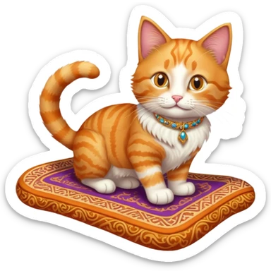 cat riding a magic carpet sticker