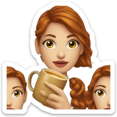 mulher-ruiva-olho-verde-cabelo-liso-comprido-segurando-caneca-café sticker