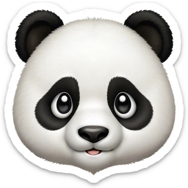 Cinematic Cute Panda Portrait Emoji, Head tilted playfully and inquisitively, featuring a fluffy, contrasting Fur of black and white with a charming expression and round, sparkling eyes filled with curiosity, Simplified yet irresistibly adorable features, highly detailed, glowing with a warm, friendly glow, high shine, affectionate and playful, stylized with a touch of bamboo whimsy, bright and endearing, soft glowing outline, capturing the essence of a mischievous yet loving panda, so playful it feels like it could roll out of the screen and into your arms! sticker