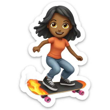 Young girl skateboarding in water lava  sticker