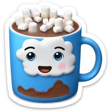 Hot chocolate in a blue mug with marshmallows  sticker