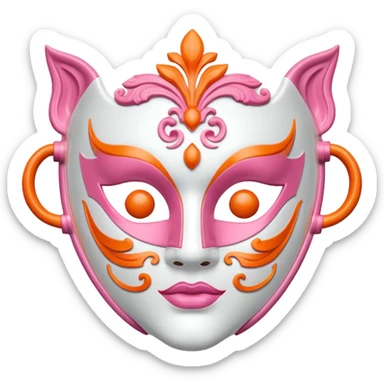 Pinkorangewhite mask sticker