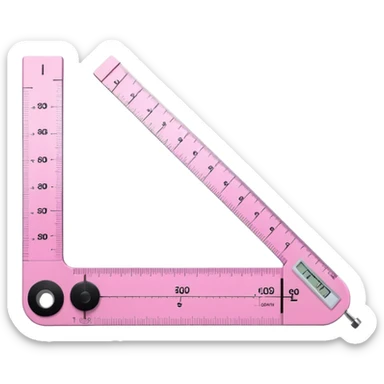 L-shaped 90 degree goniometer pink occupational therapy tool with measurement markings sticker