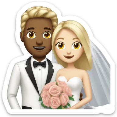 Blonde women and brown haired man getting married   sticker
