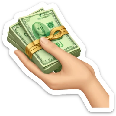 a emoji holding money like this emoji 😀 with a hand holding this 💵 sticker