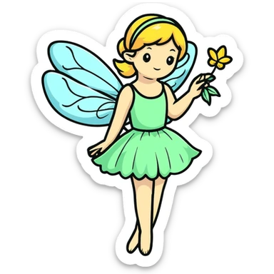 delicate fairy under a cherry blossom tree sticker