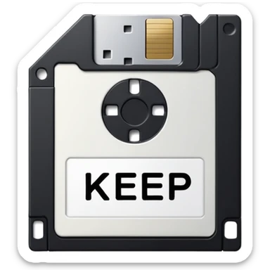 floppy disk with the word "keep" written on it sticker