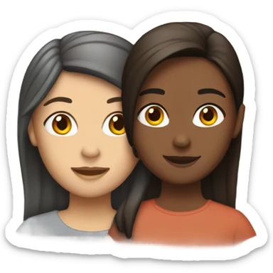 lesbian couple one mixed and one brunette sticker