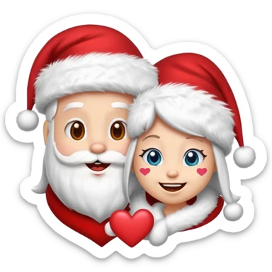 Make an emoji of a Santa Claws couple but with hearts falling on top sticker
