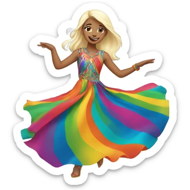 white blonde long haired girl dancing in chromatic dress sticker