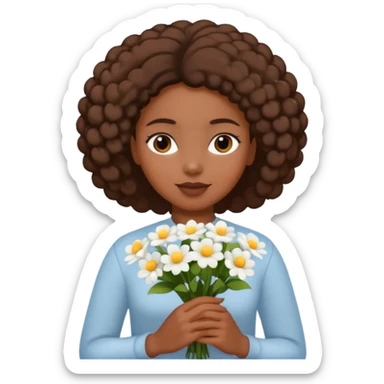 black woman holding white flowers in their hands sticker