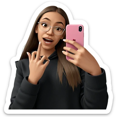 girl taking a selfie with phone sticker