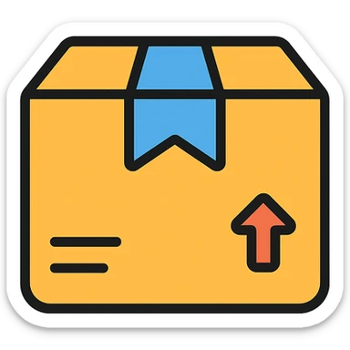 colored icon of a cardboard box representing goods sticker
