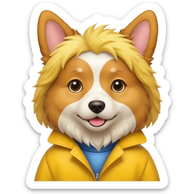 Dog wearing a yellow coat sticker