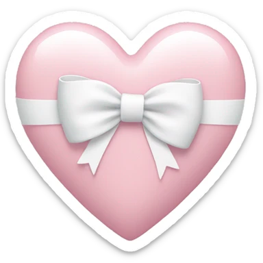 Pastel pink heart with white bow sticker