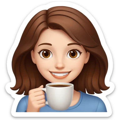 smiling girl with coffee cup sticker