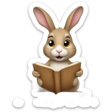 rabbit writing a journal sticker