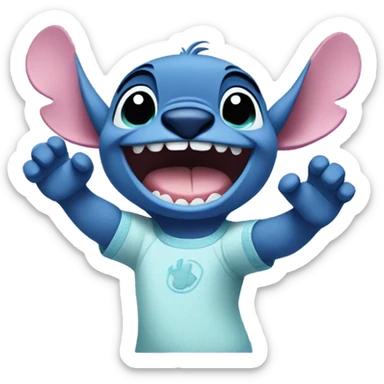 fictional character stitch giving a high five sticker