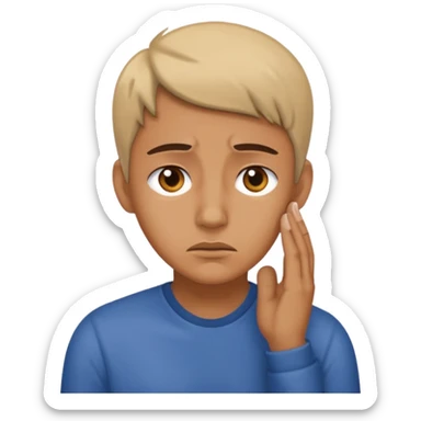 Saying sorry while holding ear sticker