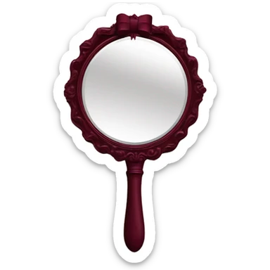 Vintage mivintage mirror with handle and burgundy bow sticker