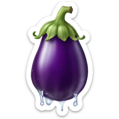  Eggplant with water drops coming out the tip  sticker