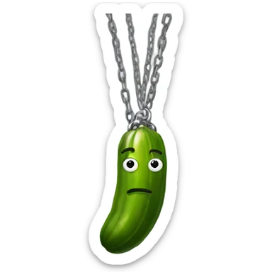 Pickle wearing a chain sticker