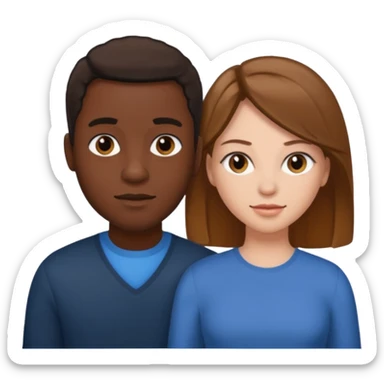 Black man short hair and white woman with long brown hair sticker