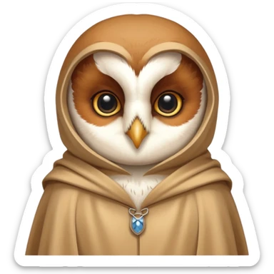 barn owl in beige cloak sticker