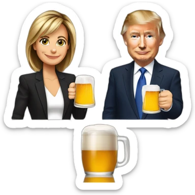 Emanuelle Macron qui boit une bière avec Vladimir Poutine sticker
