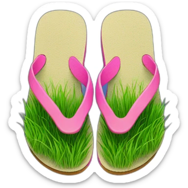 flip flops with grass on the inside top surface of the flip flop sticker
