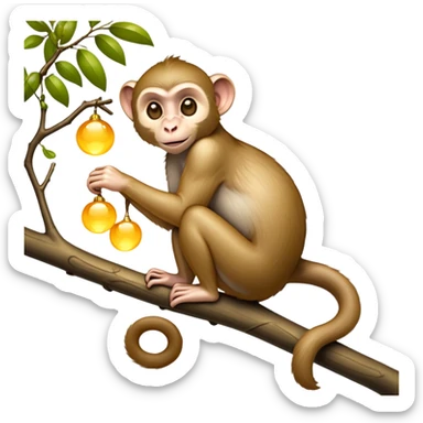 cinematic-Macaques-realistic-full-body-sitting-emoji,-slim-agile-frame-poised-on-a-branch,-long-tail-curled-slightly,-head-tilted-dramatically,-bright-playful-eyes-exuding-mischief,-simplified-yet-realistic-focused-features,-highly-detailed,-glowing-with-an-almost-sarcastic-glow
 sticker