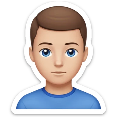 teenage male with buzz cut, brown hair, white, and blue eyes  sticker