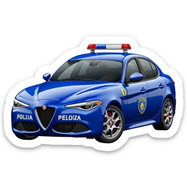 crea auto di servzio alfa romeo giulia tutta blu scuro quasi nero con la scritta sul lato polizia penitenziaria  sticker