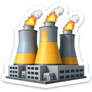 realistic nuclear power  plant with 6 power units sticker