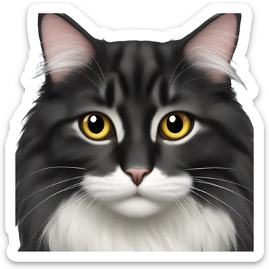 Black Norwegian forest cat with white chest spot sticker