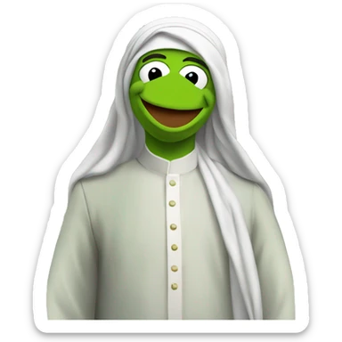 kermit the frog as a muslim man sticker