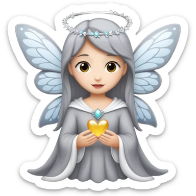 Gata gris oscura con blanco con dizfraz de hada sticker