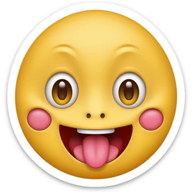 Freaky ahh yellow face emoji smiling with tongue out and eyes wide open sticker