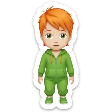 orange hair baby green outfit sticker