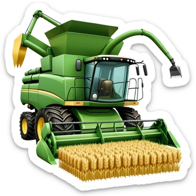 An icon featuring a wheat field, a combine harvester, fertilizer formulas, and plant cells, symbolizing agronomy. The design includes farming tools and crops, representing agricultural science, crop production, and plant biology. Transparent background highlights sustainable farming and growth. sticker
