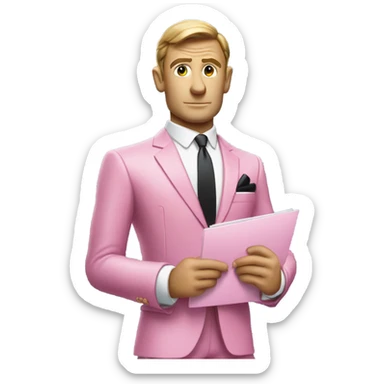james bond in pink suit carrying an email icon sticker