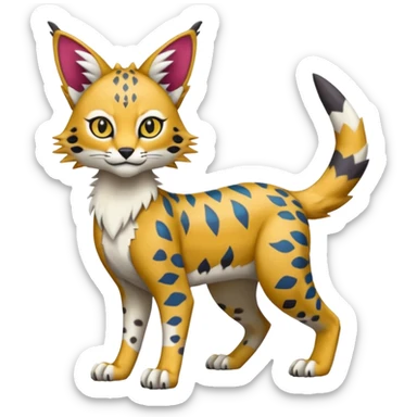 Colorful Bobcat-Vernid-Sergal-Serval-Genet-Pokémon-Digimon-Fakémon-fusion-hybrid-creature sticker